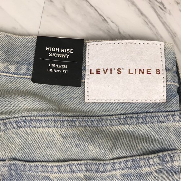 Levi’s Line 8 High Rise Skinny Jeans Distress NWT - Picture 6 of 8